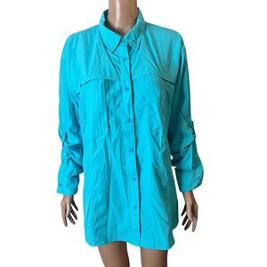 World Wide Sportsman Shirt Mens 2XL Turquoise Fishing Outdoor Vented Mesh
